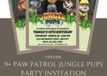 Free and Editable Adorable Paw Patrol Jungle Pups Birthday Invitation Templates Made in Canva. Customize Online for free