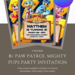 8+ PAW Patrol Mighty Pups Invitation Template (Editable Canva)