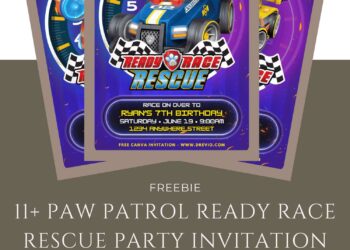 Free and Editable Epic PAW Patrol Ready Race Rescue Kids Birthday Invitation Templates Made in Canva. Customize Online for free
