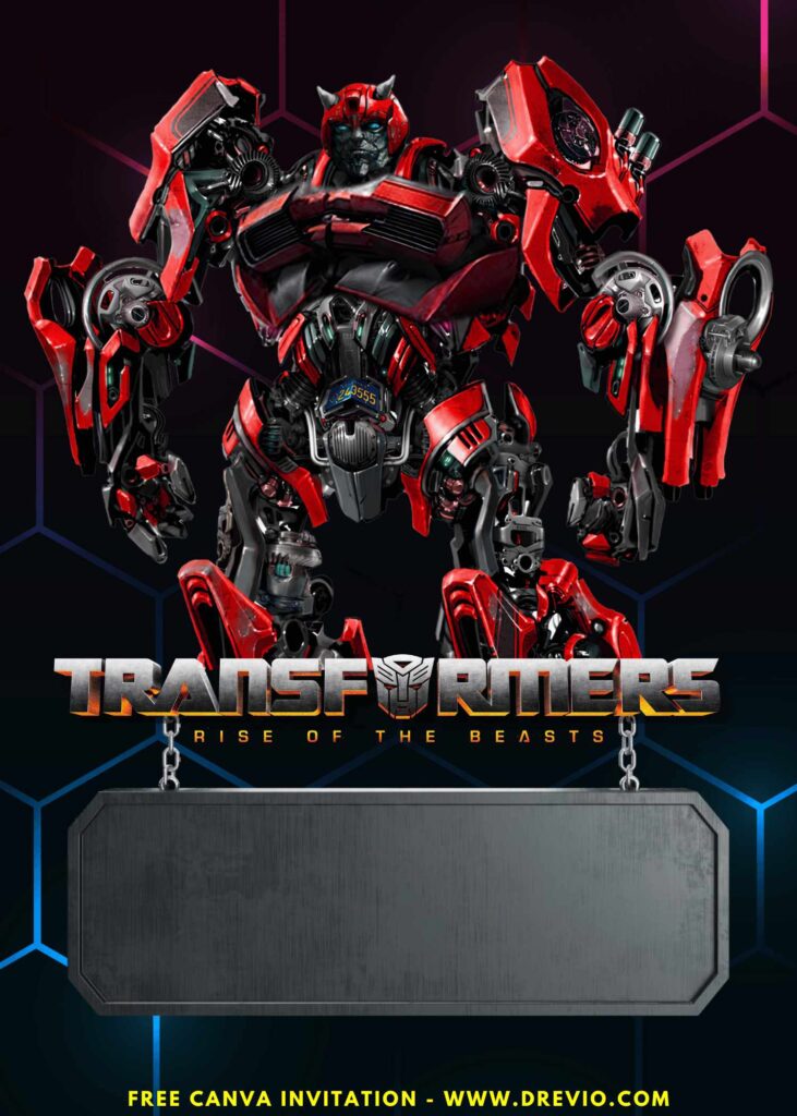 Free and Editable Transformers Birthday Invitation Templates Made in Canva. Customize Online for free