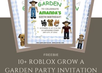 Free and Editable Roblox Grow A Garden Birthday Invitation Templates Made in Canva. Customize Online for free