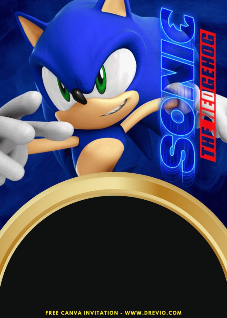 Free and Editable Blue Sonic the Hedgehog Birthday Invitation Templates Made in Canva. Customize Online for free