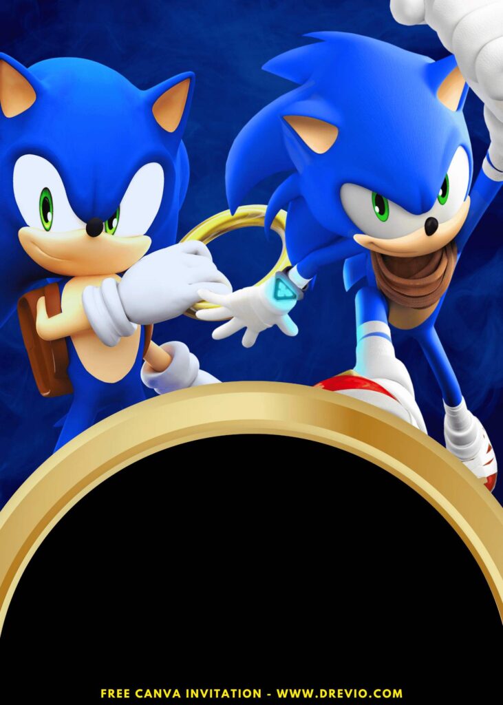 Free and Editable Spiky Speedster Sonic the Hedgehog Birthday Invitation Templates Made in Canva. Customize Online for free