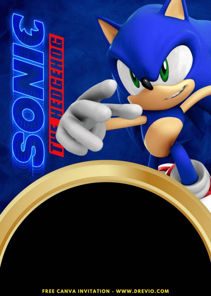 Free and Editable Sonic the Hedgehog Kids Birthday Invitation Templates Made in Canva. Customize Online for free