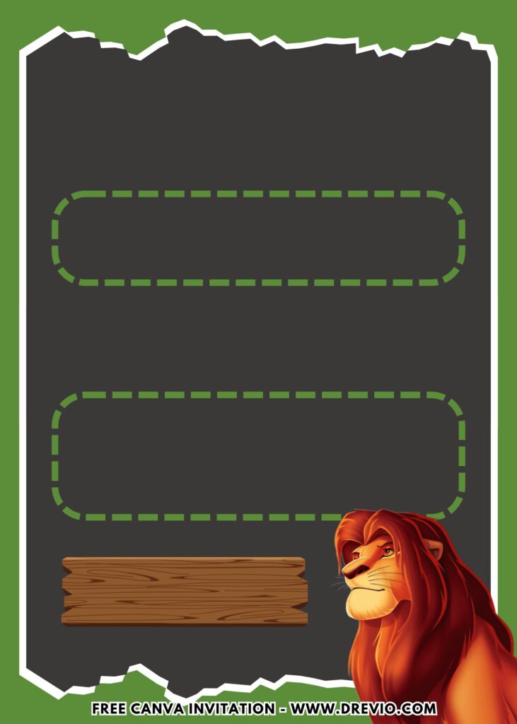 Free and Editable Disney Mufasa Lion King Birthday Invitation Templates Made in Canva. Customize Online for free