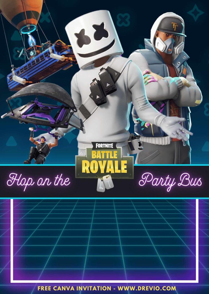 Free and Editable Epic Fortnite Player Birthday Invitation Templates Made in Canva. Customize Online for free