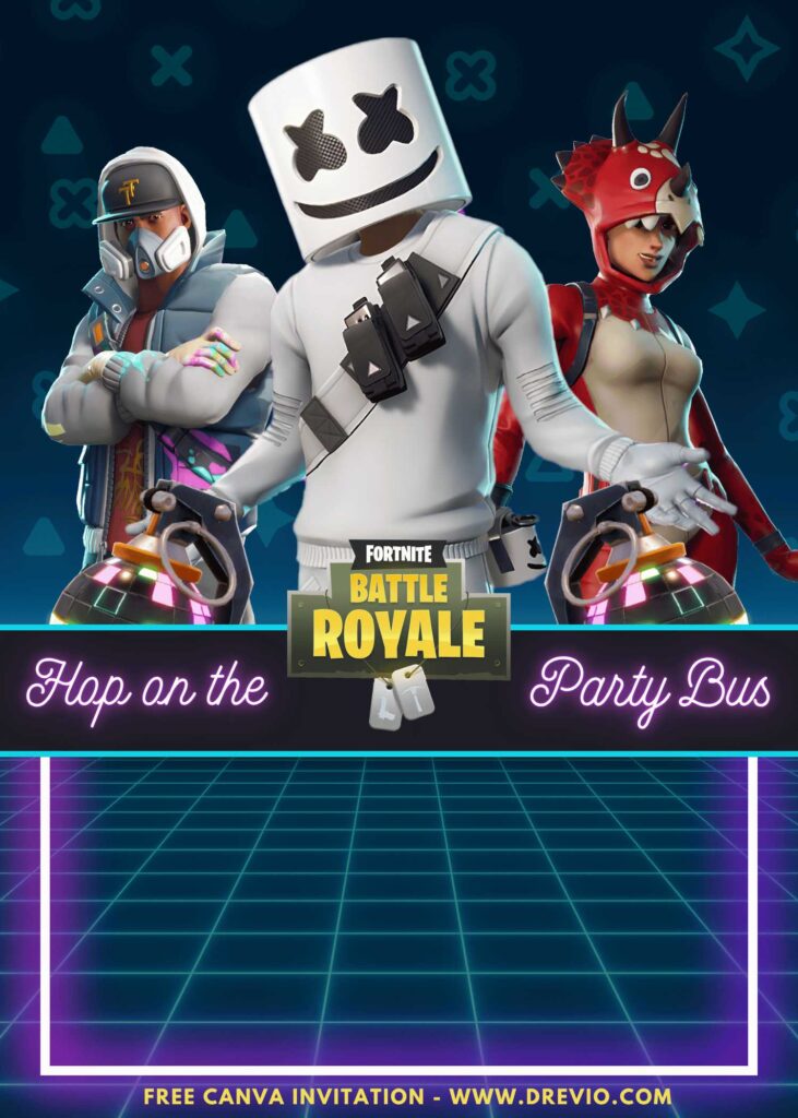 Free and Editable Fortnite Victory Royale Birthday Invitation Templates Made in Canva. Customize Online for free
