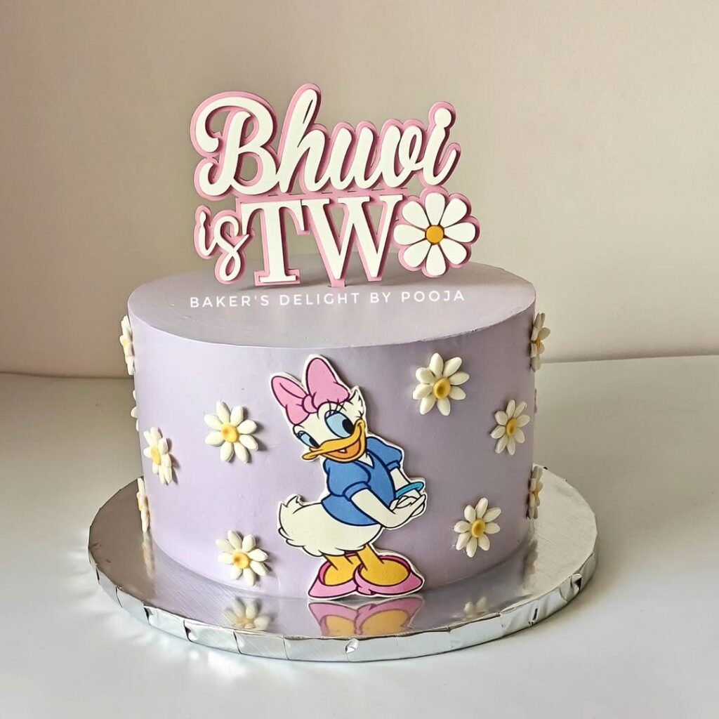 pink daisy duck birthday cake