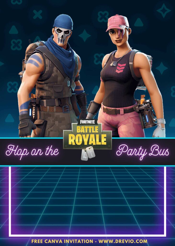 Free and Editable Fortnite Army Birthday Invitation Templates Made in Canva. Customize Online for free