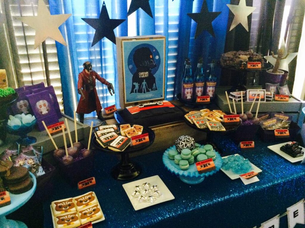 deep navy guardians of galaxy birthday decor