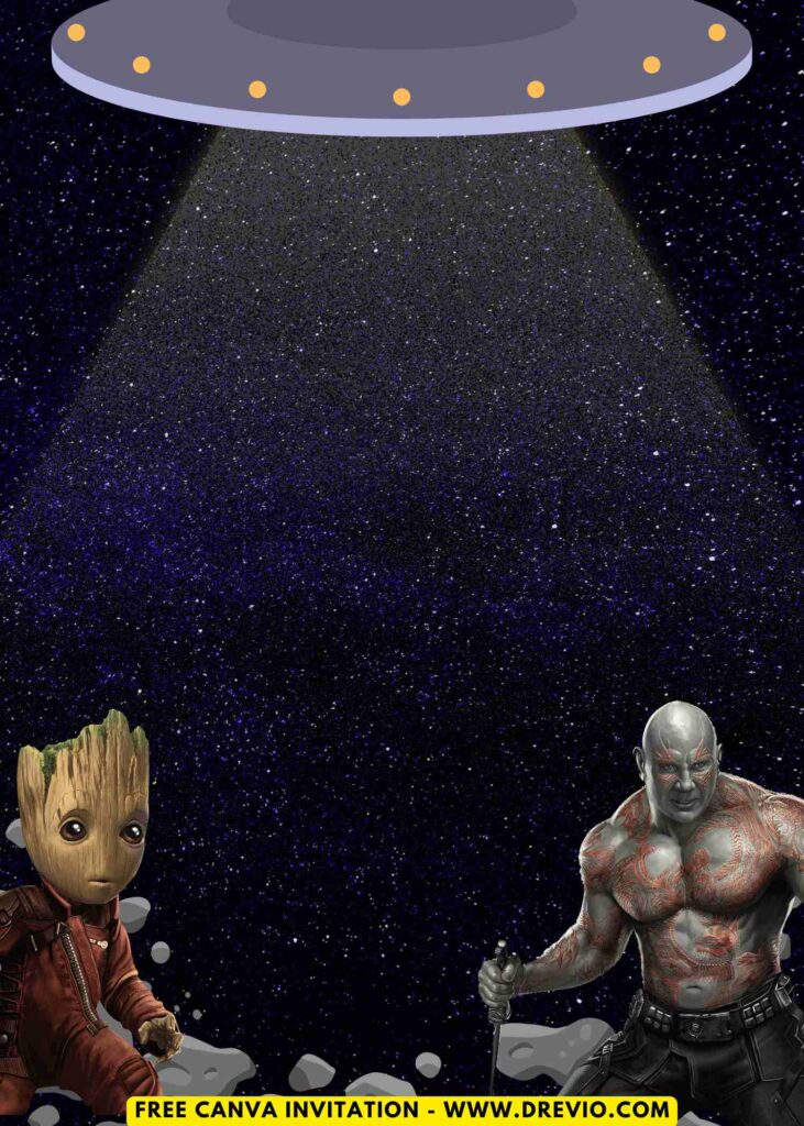 Free and Editable Guardians of Galaxy Birthday Invitation Templates Made in Canva. Customize Online for free
