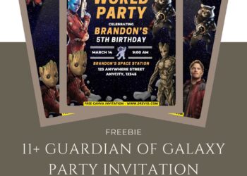 Free and Editable Epic Guardians of Galaxy Birthday Invitation Templates Made in Canva. Customize Online for free