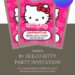 Free and Editable Hello Kitty Pink Bow Birthday Invitation Templates Made in Canva. Customize Online for free