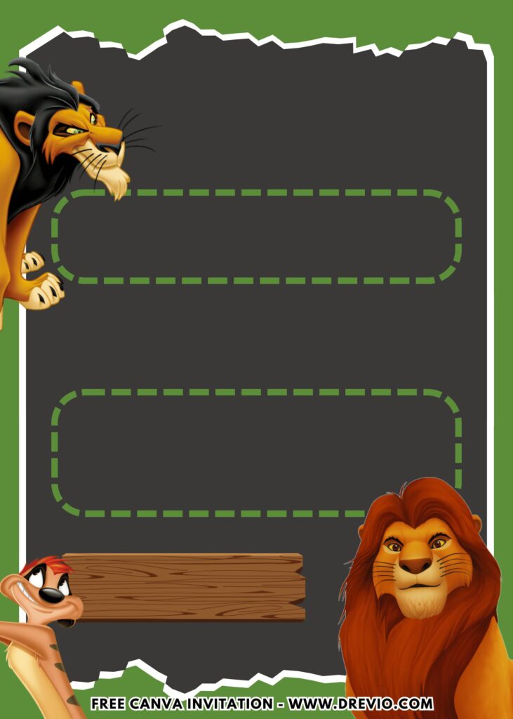 Free and Editable Scar and Mufasa Lion King Birthday Invitation Templates Made in Canva. Customize Online for free