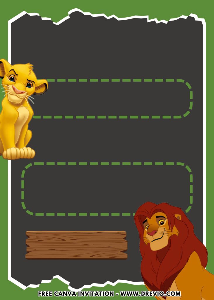 Free and Editable Cute Roaring Lion King Birthday Invitation Templates Made in Canva. Customize Online for free