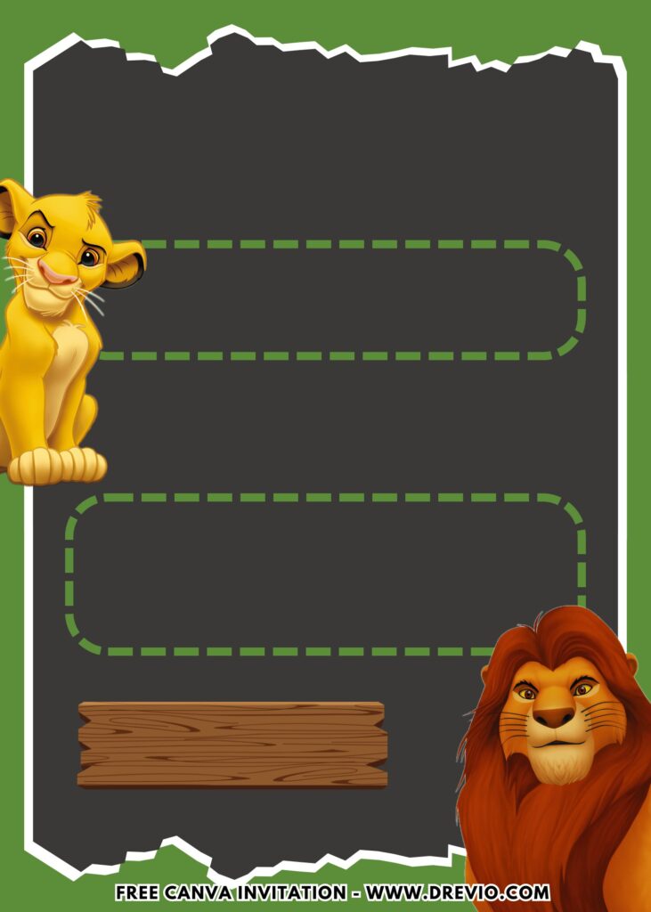 Free and Editable Simba and Mufasa Lion King Birthday Invitation Templates Made in Canva. Customize Online for free
