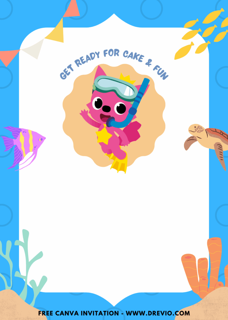 Free and Editable Watercolor Under the Sea Baby Shark Birthday Invitation Templates Made in Canva. Customize Online for free