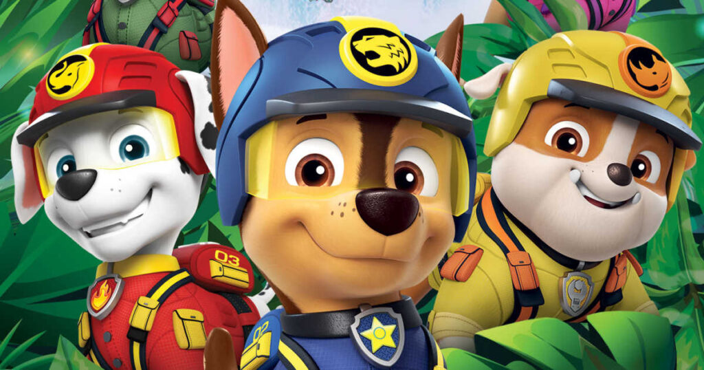 paw patrol jungle pups chase, marshall and rubble