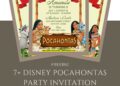 Free and Editable Cute Disney Pocahontas Birthday Invitation Templates Made in Canva. Customize Online for free
