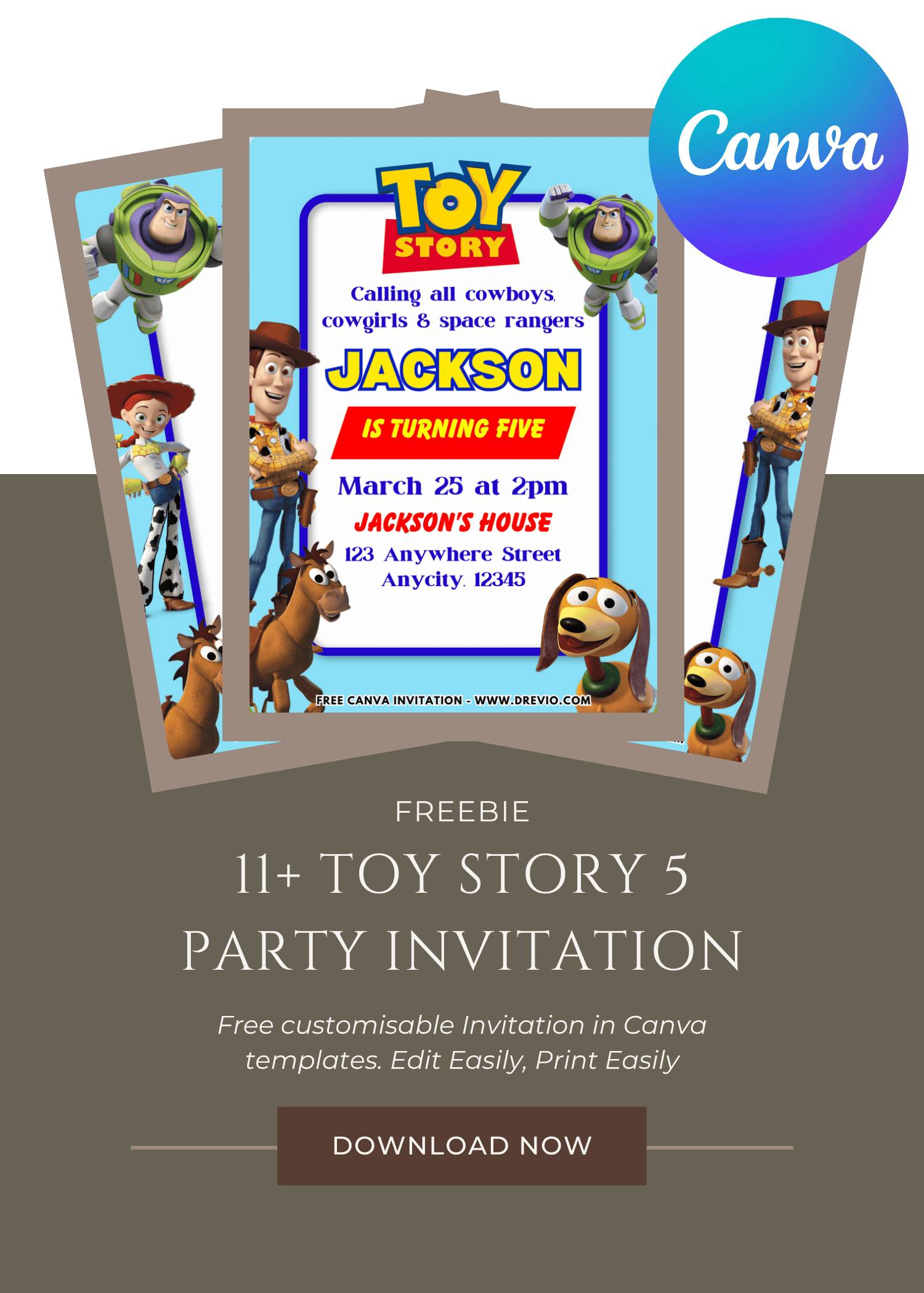 11+ Fun Toy Story 5 Birthday Invitation Template (Editable Canva)