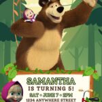 10+ Masha and the Bear Birthday Invitation Ideas Kids Will Love + FREE Canva Templates & Party Games