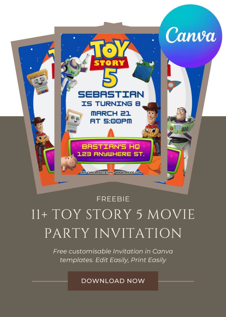 awesome toy story 5 birthday invitation