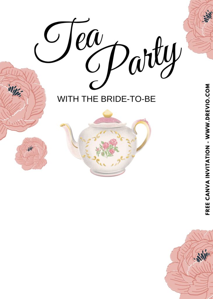 Free and Editable Gorgeous Floral Tea Party Invitation Templates Made in Canva. Customize Online for free