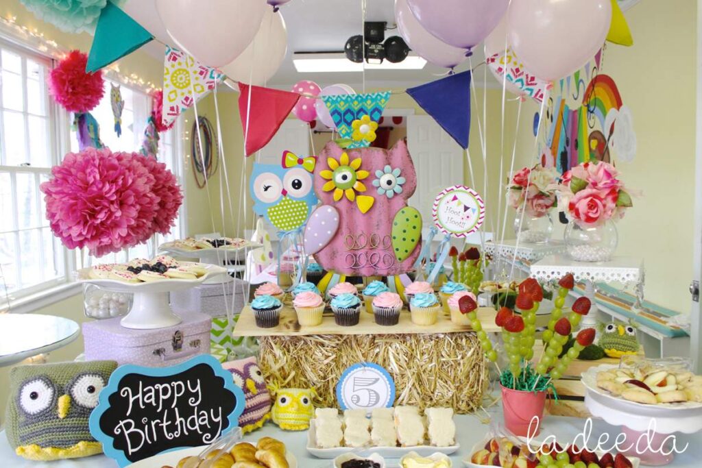 adorable boho owl party decor